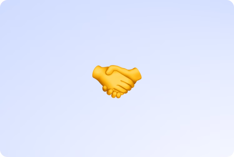 a yellow handshake on a blue background